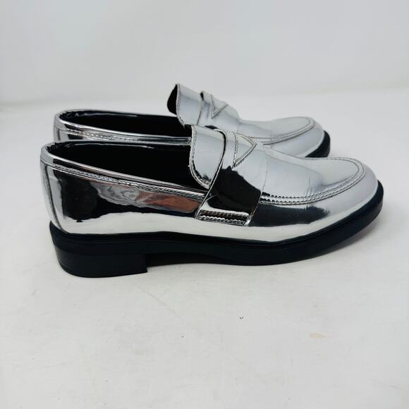 Steve Madden Metallic Silver Loafers Chunky Sole Women’s Size 9 - Picture 7 of 13